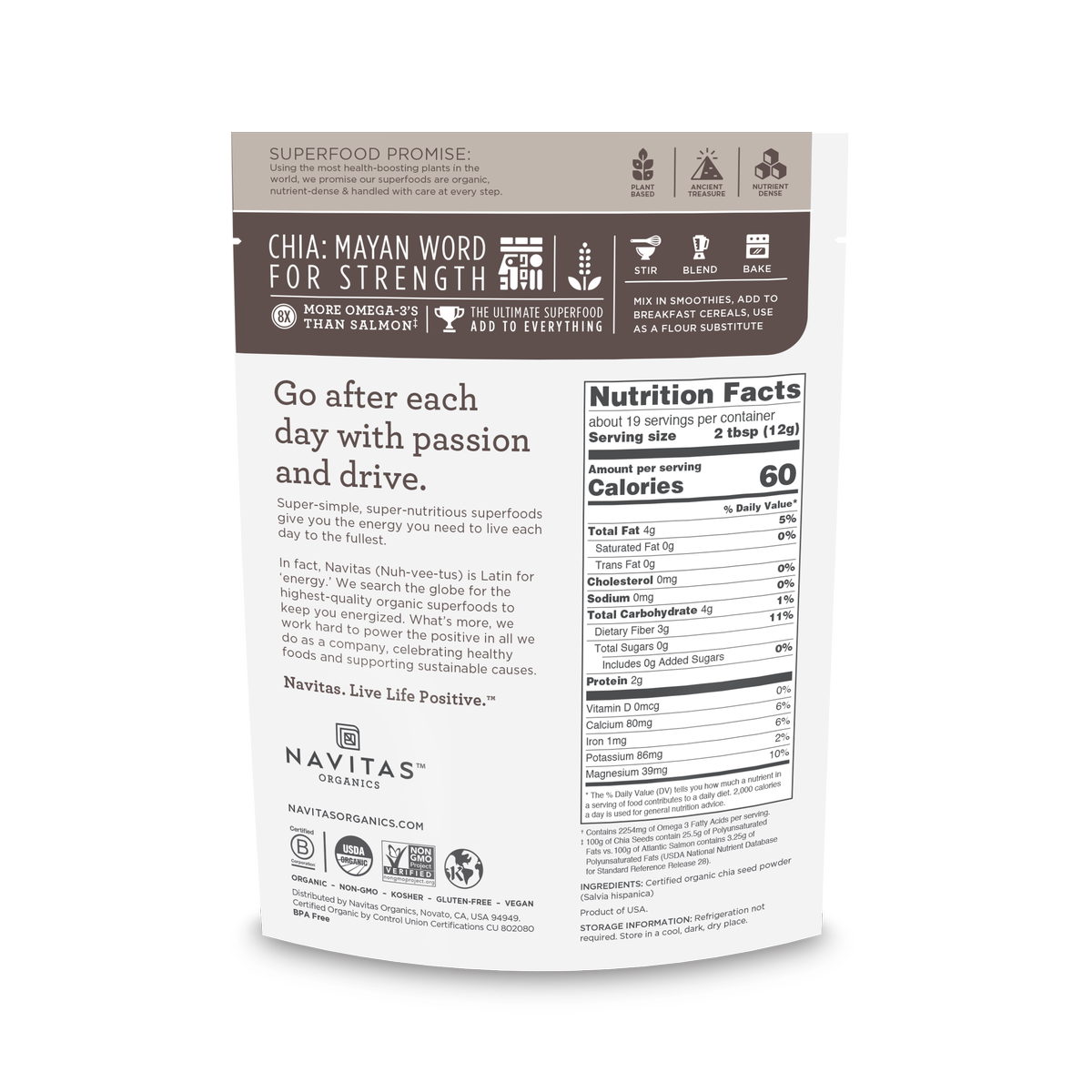 Navitas Naturals Organic Chia Seed Sprouted Powder (12x8 OZ)