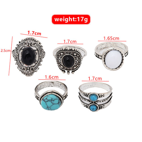 “Stylish 5-piece geometric alloy ring set — perfect for stacking, gifting, or everyday elegance.”