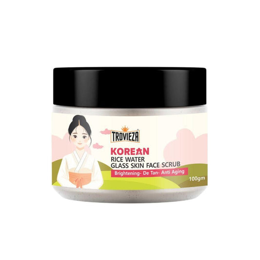 Trovieza Korean Rice Water Glass Skin Face Scrub – 100gm | Natural Exfoliating Scrub for Radiant, Smooth Skin