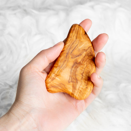 Hand-Carved Olive Wood Heart Gua Sha – Natural Facial Massage Tool for Glow & Lift