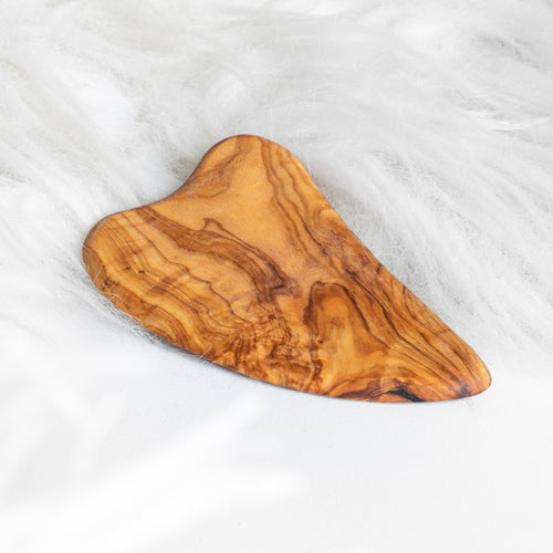 Hand-Carved Olive Wood Heart Gua Sha – Natural Facial Massage Tool for Glow & Lift