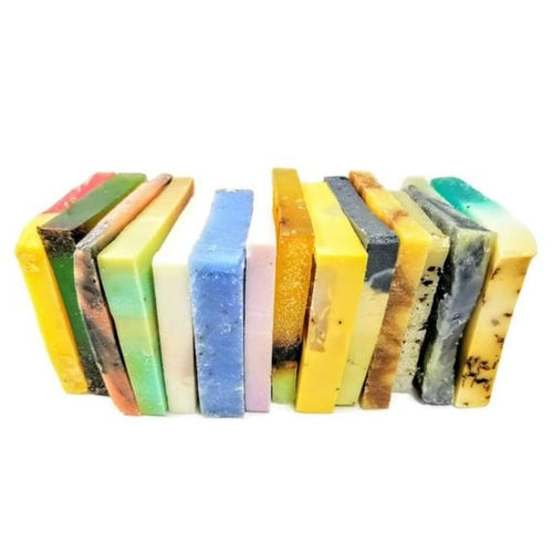 “Handmade Vegan Soap Sampler – 6–8 Assorted Loaf Ends, 10 oz Grab Bag, Gift-Ready”