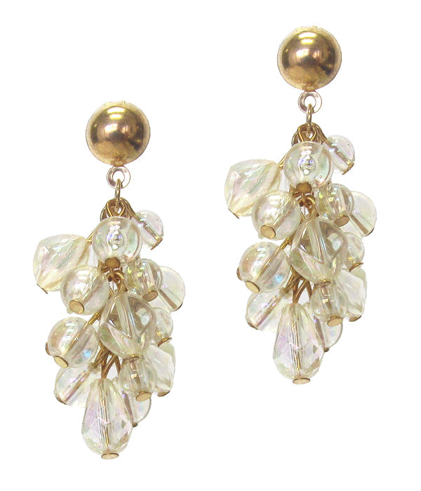 MULTI LUCITE ICE BEAD DANGLE DROP EARRING - NUDE FASHION TREND-0