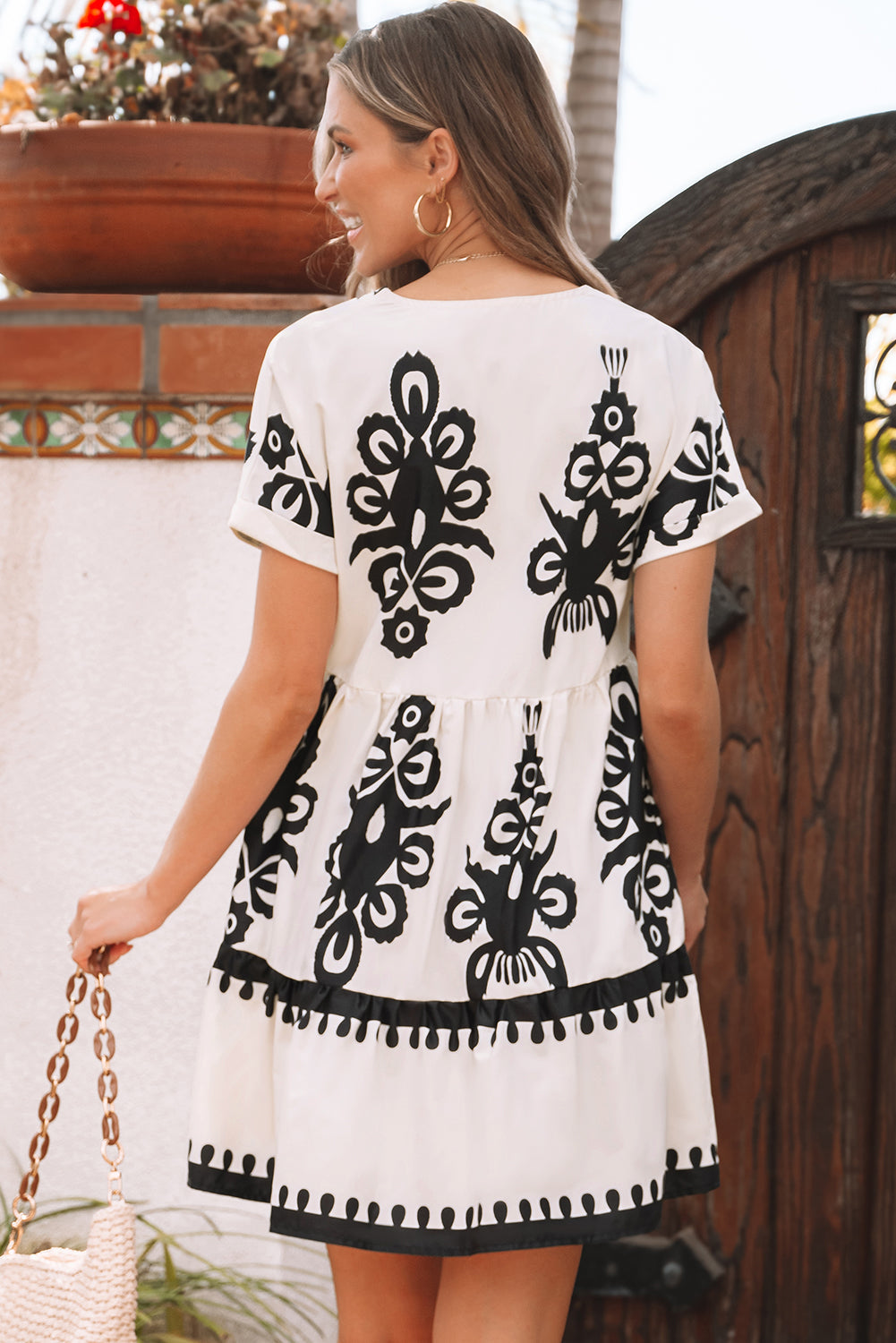 Leyla Vintage High Waist Short Sleeve Dress-2