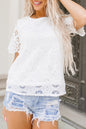 Kataleya Crochet Lace Short Sleeve Blouse-0