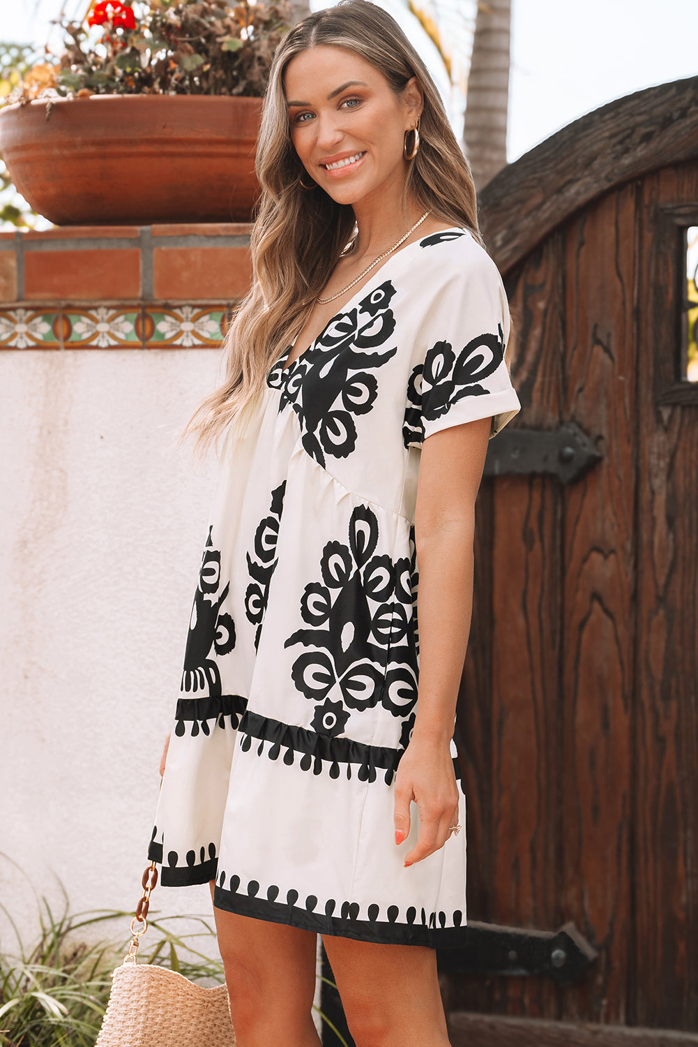 Leyla Vintage High Waist Short Sleeve Dress-0