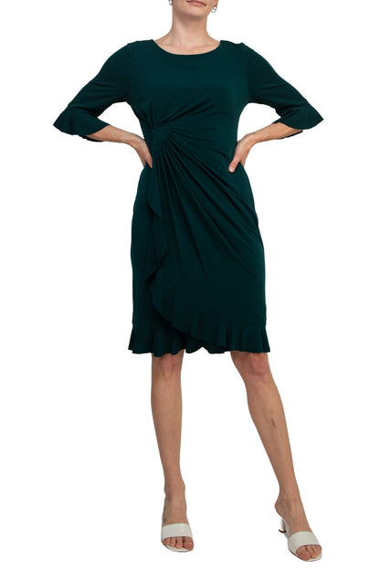 Connected Apparel 3/4 Bell Sleeve Sheath Dress