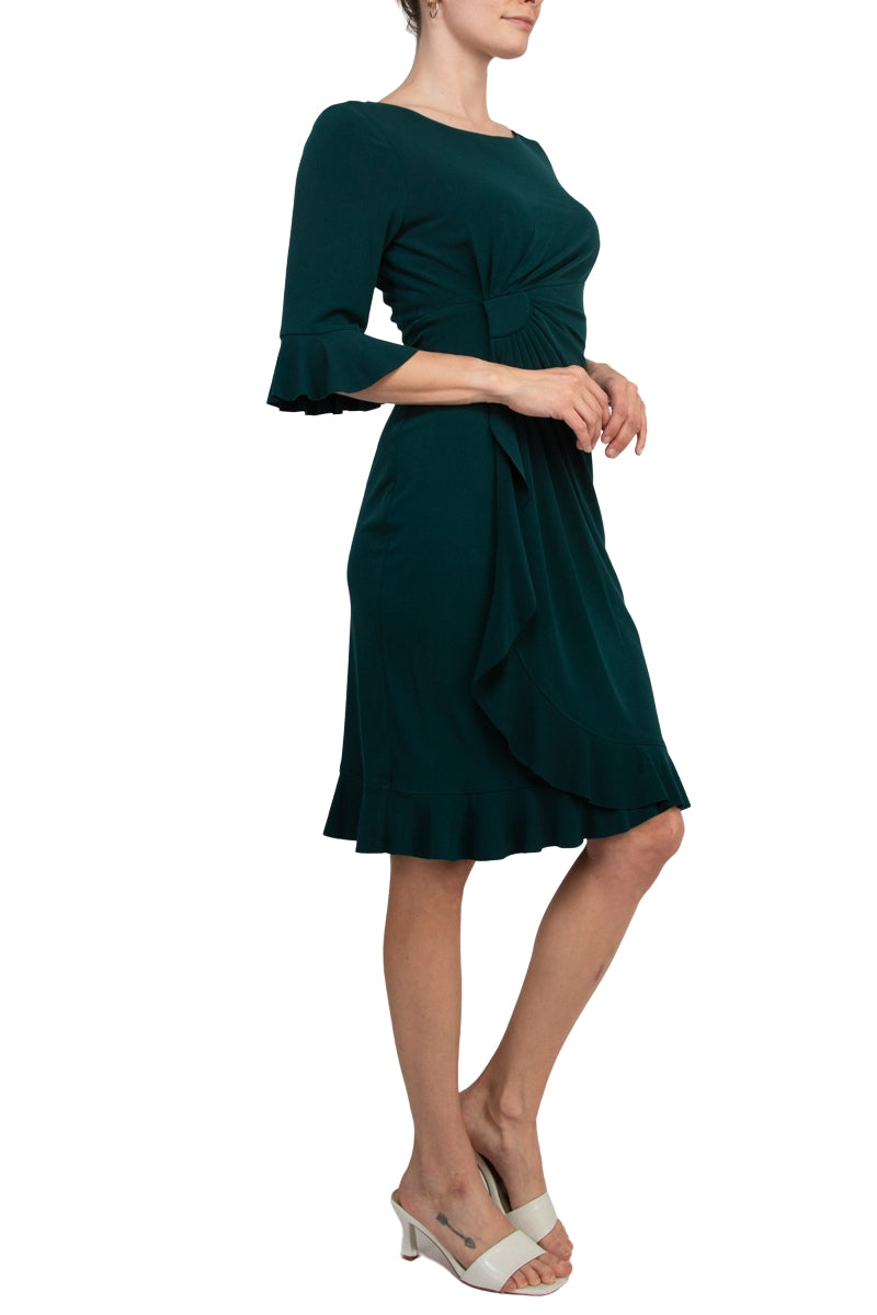 Connected Apparel 3/4 Bell Sleeve Sheath Dress