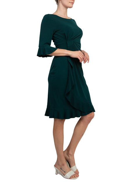 Connected Apparel 3/4 Bell Sleeve Sheath Dress