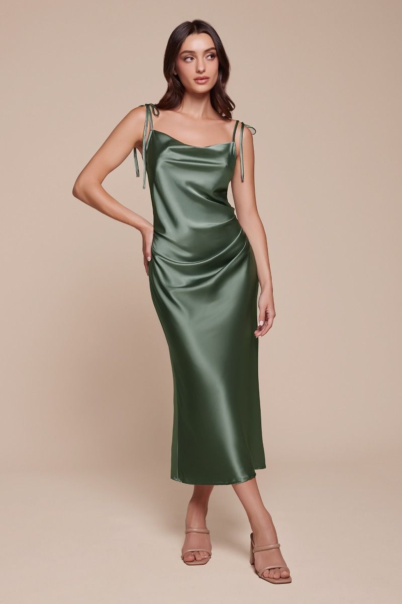 Slim Fit Satin Midi Dress