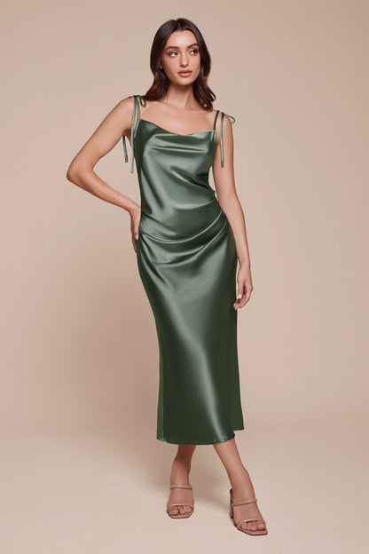 Slim Fit Satin Midi Dress