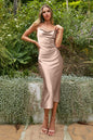 Slim Fit Satin Midi Dress
