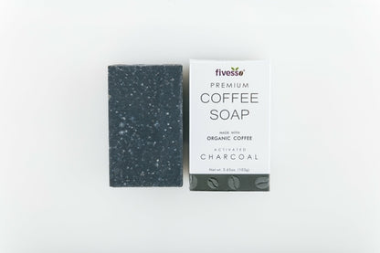 4. Premium Style: Fivesso Organic Charcoal Coffee Soap Bar – Handcrafted Detox & Exfoliation