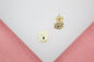 18K Gold Filled Hand of Hamsa Stud Earrings With Clear and Blue CZ Stones (K341)