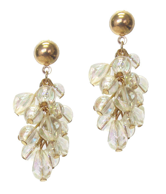MULTI LUCITE ICE BEAD DANGLE DROP EARRING - NUDE FASHION TREND-0